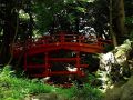passerelle bois peint du jardin japonais de koishikawa korakuen
